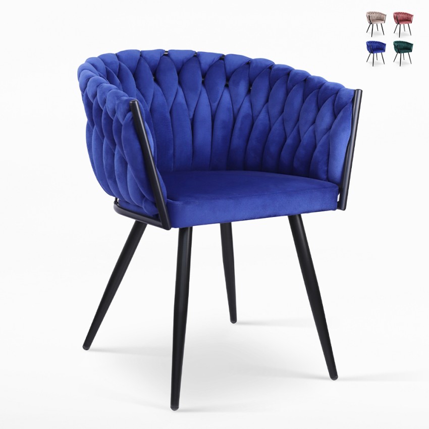 Poltrona sedia velluto design con braccioli cucina soggiorno Chantilly Offerta