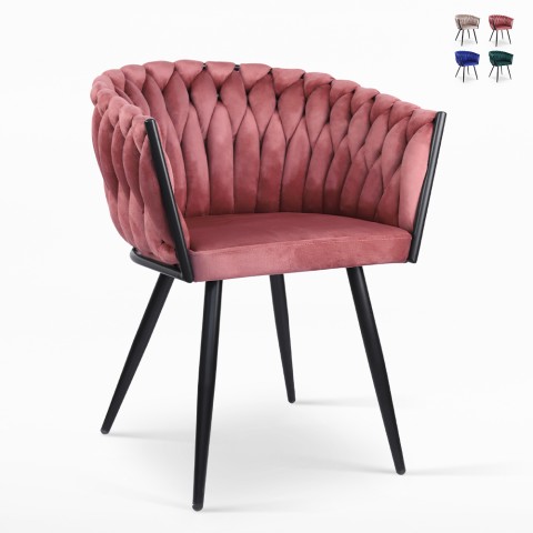 Poltrona sedia velluto design con braccioli cucina soggiorno Chantilly Promozione