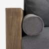 Divano 3 posti legno rustico 225x81x81cm cuscini tessuto grigio Morgan Sconti