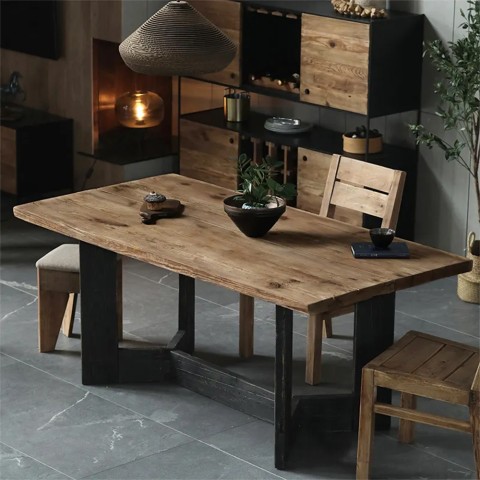 Tavolo da pranzo cucina in legno rustico 220x100cm sala soggiorno Kurt Promozione