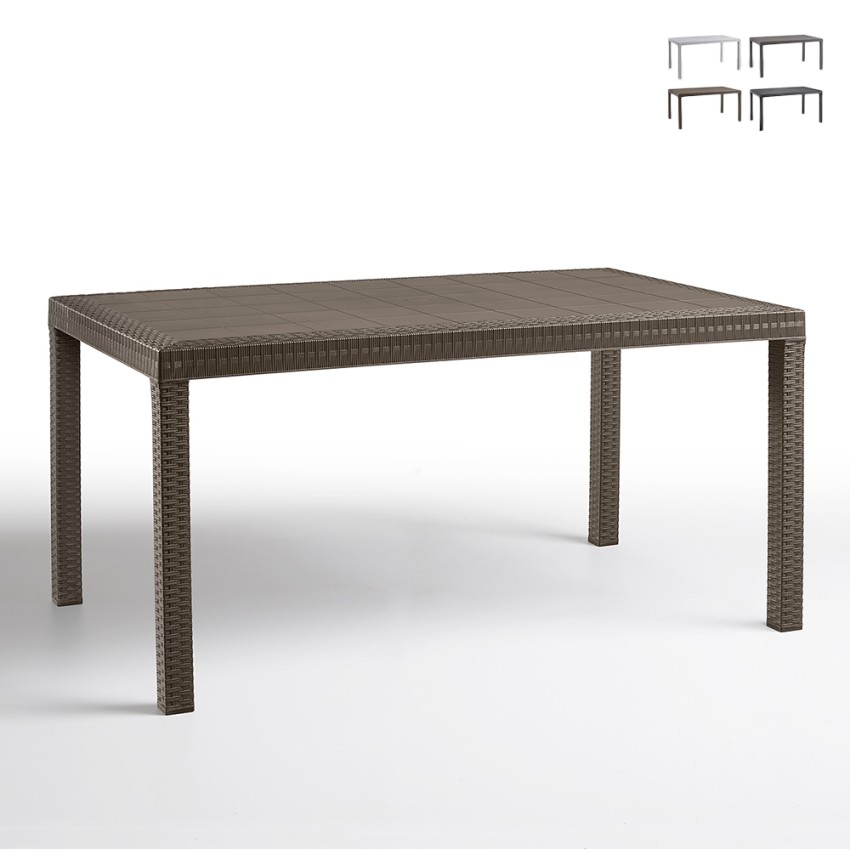 Tavolo da giardino esterno 150x90cm in rattan polipropilene Houston Vendita Tavolo da giardino esterno 150x90cm in rattan polipropilene Houston Vendita