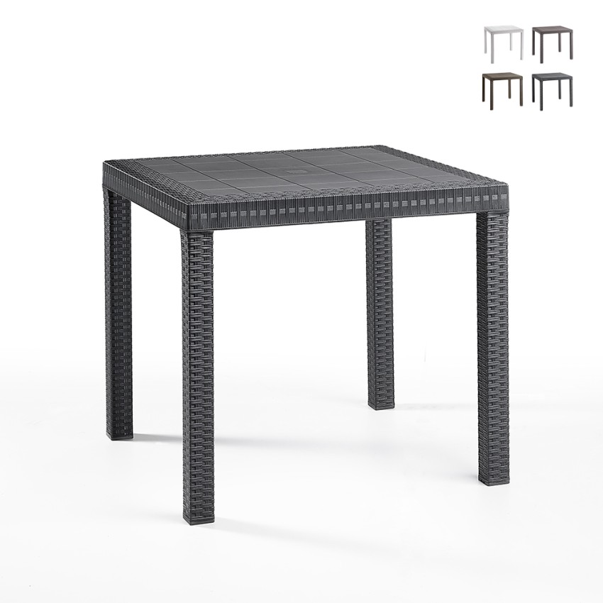 Tavolo quadrato 80x80cm esterno giardino in polipropilene rattan Dallas Vendita Tavolo quadrato 80x80cm esterno giardino in polipropilene rattan Dallas Vendita