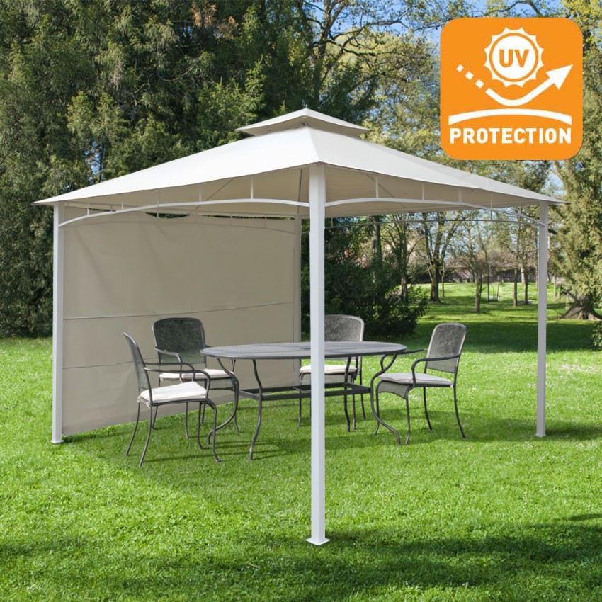 Gazebo 3,3x3,3 Metri Giardino Bar Veranda Mercato Pagoda Antigua Uv