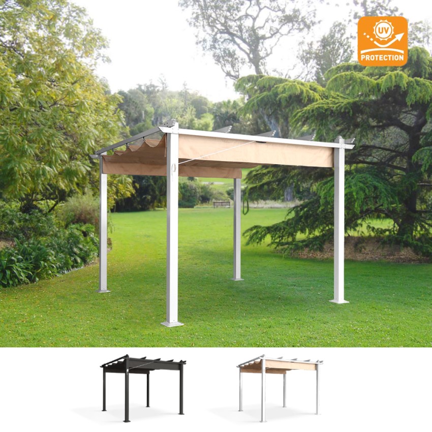 Gazebo da giardino esterno a pergola 3x3m in alluminio Firenze UV Moon Promozione Gazebo da giardino esterno a pergola 3x3m in alluminio Firenze UV Moon Promozione