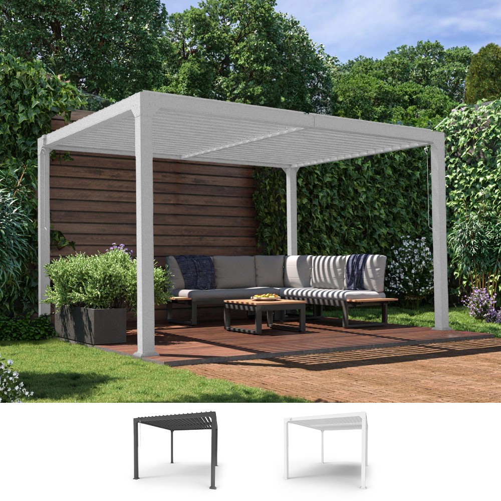 Pergola bioclimatica 3x4m da giardino in alluminio manuale Trinidad