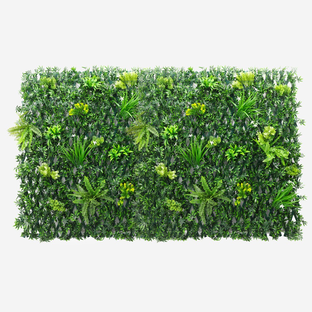 Siepe piante artificiale da giardino grigliato 200x100cm estensibile Laurus