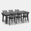 Set da giardino tavolo allungabile 160-220cm 6 sedie nero Liri Dark Saldi
