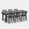Set da giardino tavolo allungabile 160-220cm 6 sedie nero Liri Dark Saldi