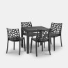 Set da giardino tavolo quadrato 80x80cm rattan 4 sedie nero Nisida Dark Vendita