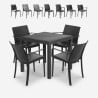 Set da giardino tavolo quadrato 80x80cm rattan 4 sedie nero Nisida Dark Modello