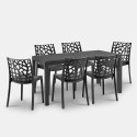 Set da giardino tavolo rattan 150x90cm 6 sedie esterno nero Meloria Dark Catalogo