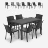 Set da giardino tavolo rattan 150x90cm 6 sedie esterno nero Meloria Dark Misure