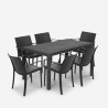 Set da giardino tavolo rattan 150x90cm 6 sedie esterno nero Meloria Dark Prezzo
