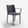 Set da giardino tavolo rattan 150x90cm 6 sedie esterno nero Meloria Dark 