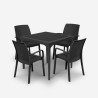 Set giardino 4 sedie tavolo esterno quadrato 80x80cm nero Provence Dark Saldi