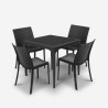 Set giardino 4 sedie tavolo esterno quadrato 80x80cm nero Provence Dark Vendita