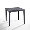 Set giardino 4 sedie tavolo esterno quadrato 80x80cm nero Provence Dark 