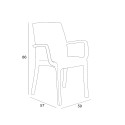 Set giardino 4 sedie tavolo esterno quadrato 80x80cm nero Provence Dark 