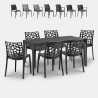 Set tavolo da pranzo giardino 150x90cm 6 sedie esterno nero Sunrise Dark Sconti