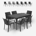 Set tavolo da pranzo giardino 150x90cm 6 sedie esterno nero Sunrise Dark Promozione