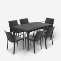 Set tavolo da pranzo giardino 150x90cm 6 sedie esterno nero Sunrise Dark Vendita