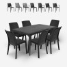 Set tavolo da pranzo giardino 150x90cm 6 sedie esterno nero Sunrise Dark Misure