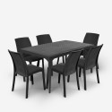 Set tavolo da pranzo giardino 150x90cm 6 sedie esterno nero Sunrise Dark Prezzo