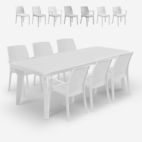 Set tavolo allungabile 160-220cm 6 sedie da giardino bianco Liri Light Promozione