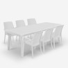 Set tavolo allungabile 160-220cm 6 sedie da giardino bianco Liri Light Vendita