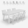 Set tavolo allungabile 160-220cm 6 sedie da giardino bianco Liri Light Modello