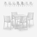 Set tavolo giardino esterno 80x80cm rattan 4 sedie bianco Nisida Light Sconti