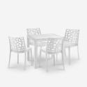 Set tavolo giardino esterno 80x80cm rattan 4 sedie bianco Nisida Light Catalogo
