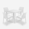 Set tavolo giardino esterno 80x80cm rattan 4 sedie bianco Nisida Light Vendita