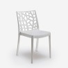 Set tavolo giardino esterno 80x80cm rattan 4 sedie bianco Nisida Light 