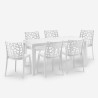 Set tavolo esterno giardino rattan 150x90cm 6 sedie bianco Meloria Light Scelta