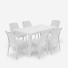 Set tavolo esterno giardino rattan 150x90cm 6 sedie bianco Meloria Light Vendita