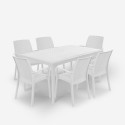 Set da giardino 6 sedie tavolo da esterno 150x90cm bianco Sunrise Light Saldi