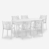 Set da giardino 6 sedie tavolo da esterno 150x90cm bianco Sunrise Light Vendita