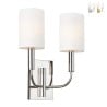 Lampada da muro parete 2 paralumi tessuto bianco stile classico Brianna2 Promozione