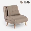 Poltrona letto pieghevole tessuto piedini in legno Miriam Costo