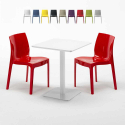 Tavolo Quadrato Bianco 60x60 cm con 2 Sedie Colorate Ice Lemon Saldi
