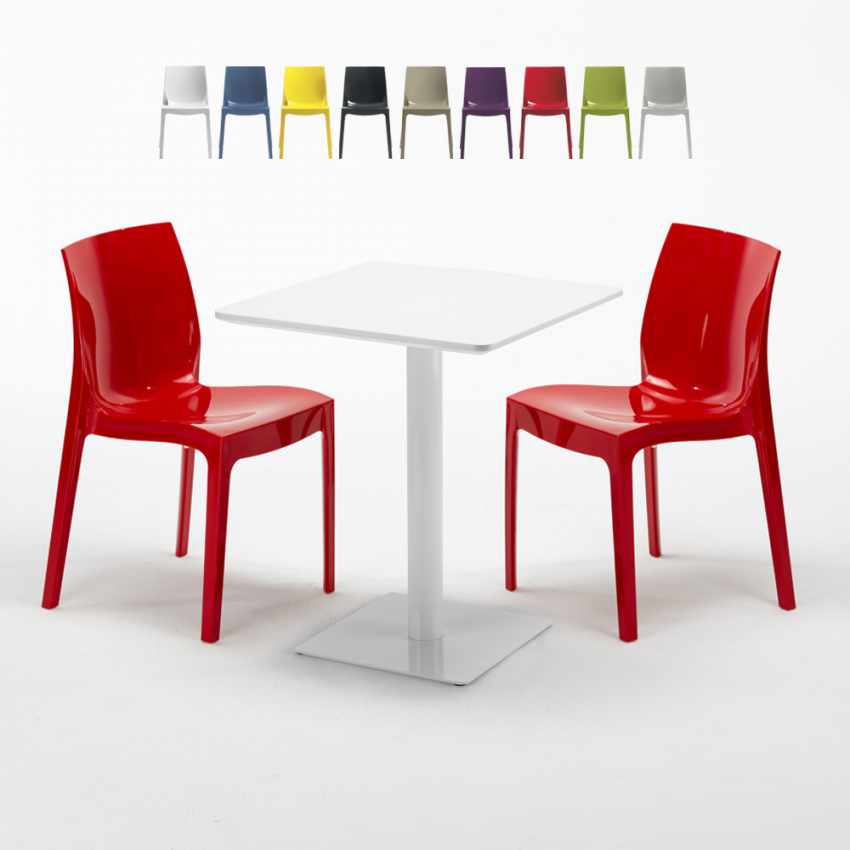 Tavolo Quadrato Bianco 60x60 cm con 2 Sedie Colorate Ice Lemon Saldi Tavolo Quadrato Bianco 60x60 cm con 2 Sedie Colorate Ice Lemon Saldi