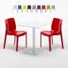 Tavolo Quadrato Bianco 60x60 cm con 2 Sedie Colorate Ice Lemon Saldi
