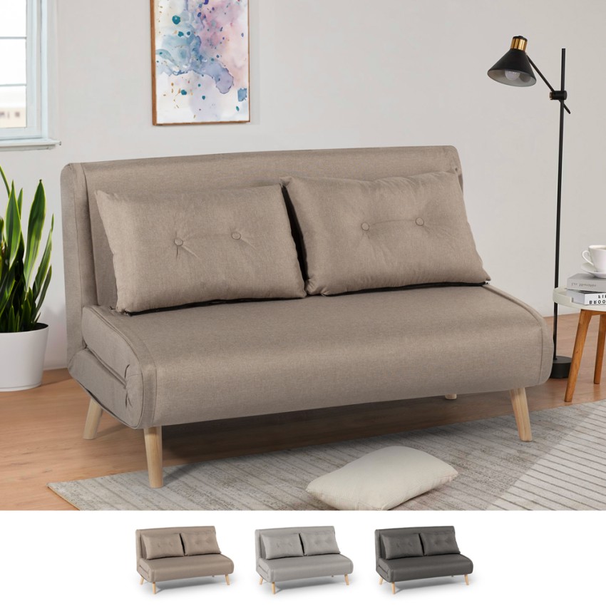 Divano letto soggiorno 2 posti stile scandinavo tessuto Elettra Misure Divano letto soggiorno 2 posti stile scandinavo tessuto Elettra Misure
