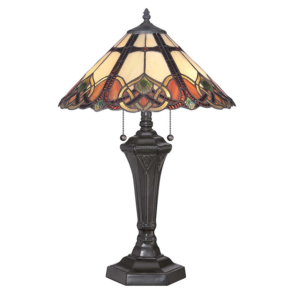 Lampada da tavolo stile Tiffany classico paralume colorato Cambridge