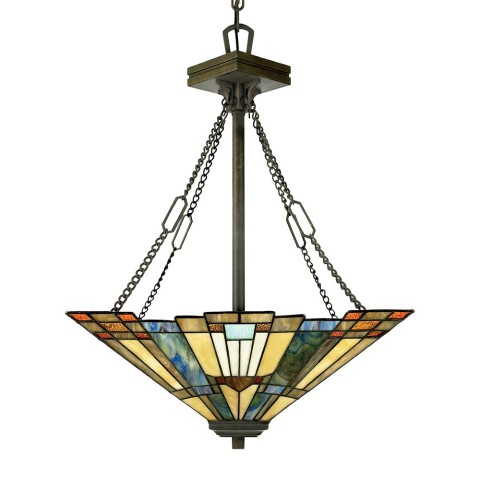 Lampadario classico stile Tiffany 3 luci paralume in vetro Inglenook Promozione