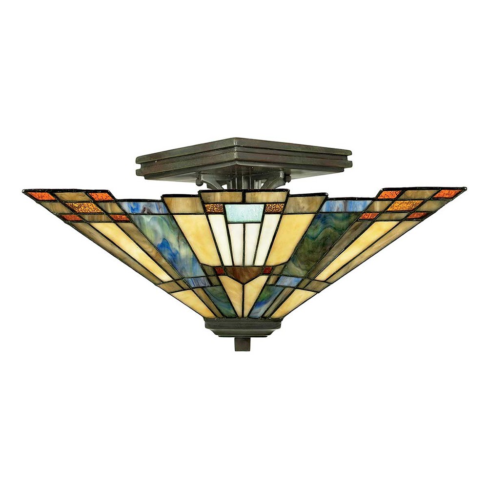 Plafoniera soffitto Tiffany lampada classica paralume 2 luci Inglenook
