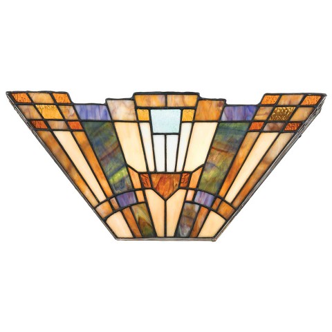 Lampada da parete stile Tiffany applique in vetro 2 luci Inglenook Promozione