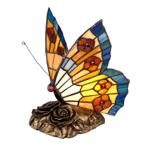 Lampada da tavolo scrivania Tiffany vetro colorato farfalla Obutterfly Promozione