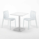 Tavolino Quadrato Bianco 60x60 cm con 2 Sedie Colorate Gruvyer Lemon 